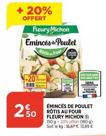 eminces de poulet rotis au four fleury michon
