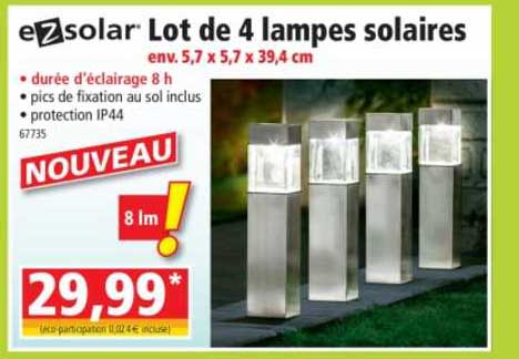 ezsolar lot de 4 lampes solaires