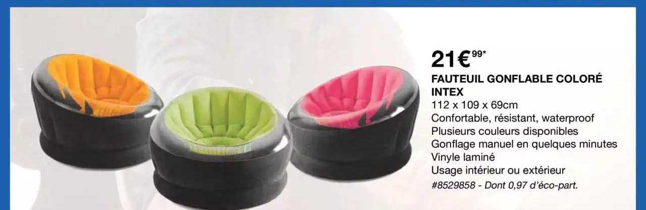 fauteuil gonflable coloré intex