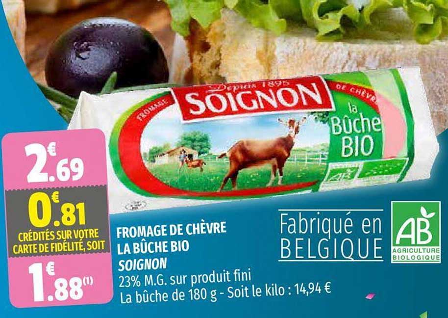 Fromage De Chèvre La Bûche Bio Soignon