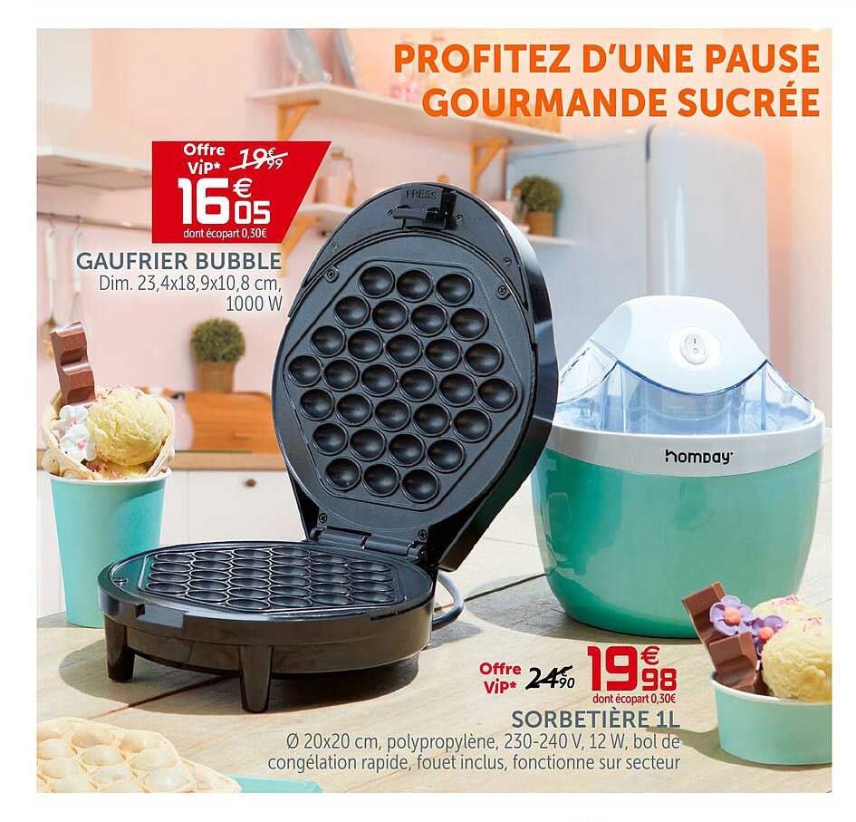 gaufrier bubble sorbetière 1l