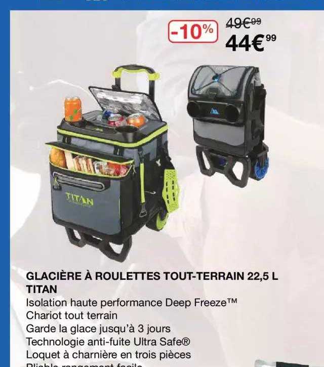 glacière à roulettes tout-terrain 22.5l titan