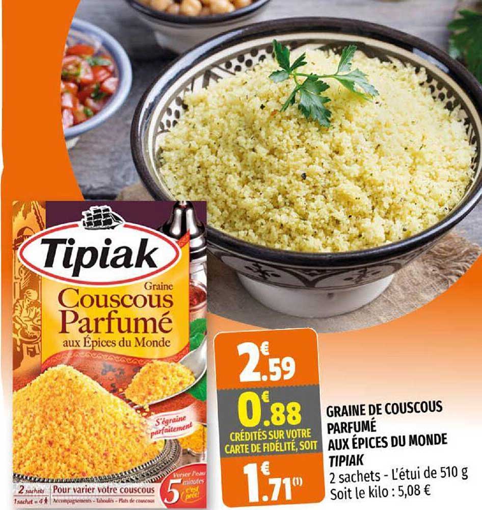 graine de couscous parfumé aux épices du monde tipiak