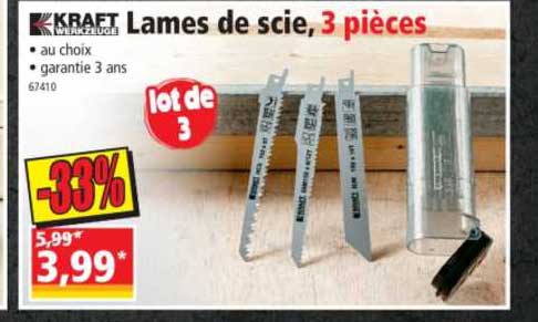 kraft werkzeuge lames de scie 3 pièces lot de 3