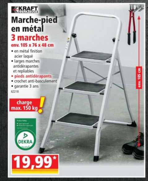 kraft werkzeuge marche-pied en métal 3 marches