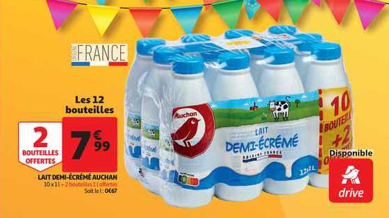 Lait Demi-ecreme Auchan
