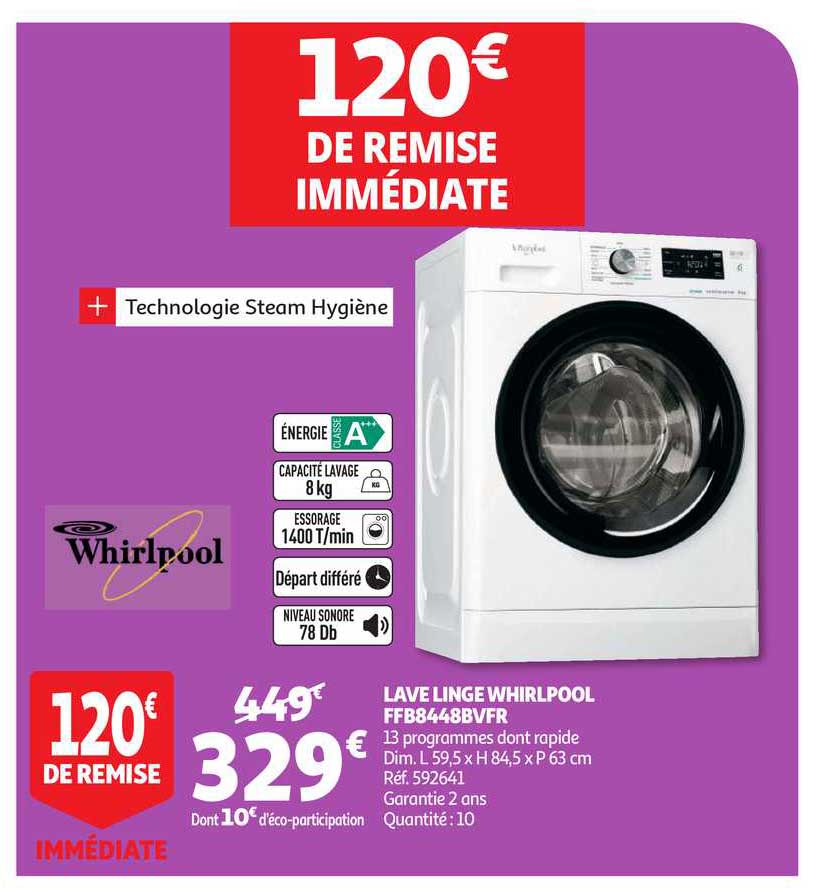 lave linge whirlpool ffb8448bvfr