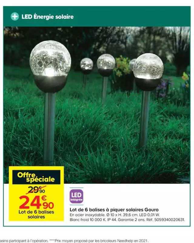 led intégrée lot de 6 balises à piquer solaires gouro