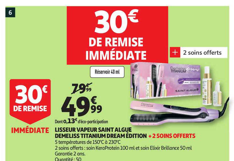 lisseur vapeur saint algue demeliss titanium dream edition + 2 soins offerts