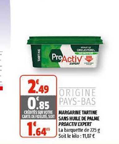Margarine Tartine Sans Huile De Palme Proactiv Expert