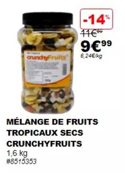 mélange de fruits tropicaux secs crunchyfruits