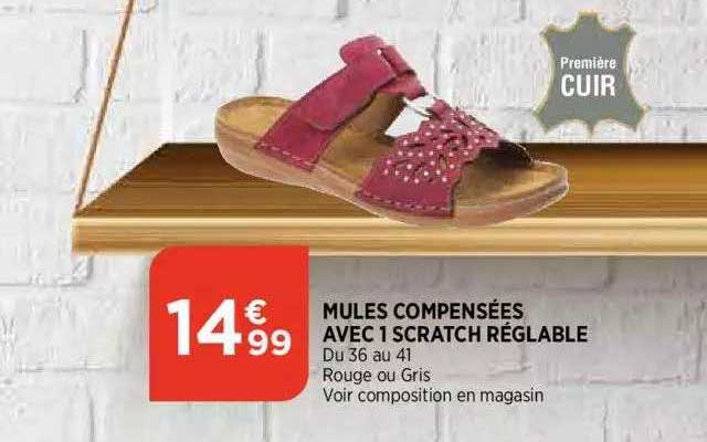 mules compensees avec 1 scratch reglable