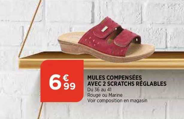 mules compensees avec 2 scratchs reglables