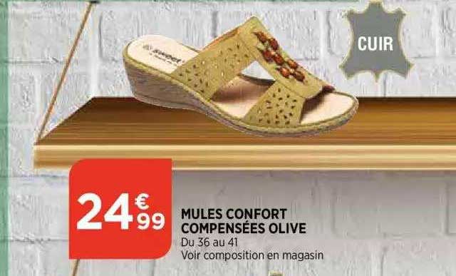 mules confort compensees olive