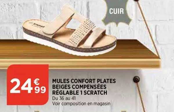 mules confort plates beiges compensees reglable 1 scratch