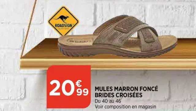mules marron fonce brides croisees