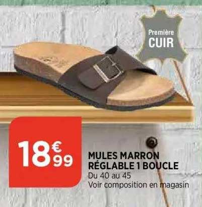 mules marron reglable 1 boucle