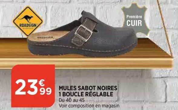 mules sabot noires 1 boucle reglable