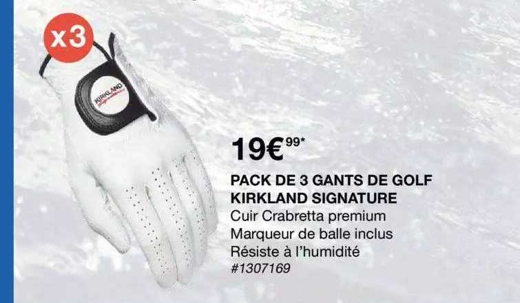 pack de 3 gants de golf kirkland signature