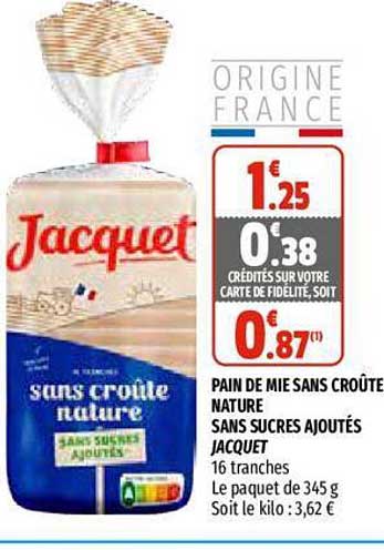 Pain De Mie Sans Croûte Nature Sans Sucres Ajoutés Jacquets
