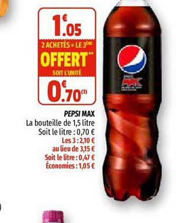 pepsi max 2 achetés = le 3ème offert