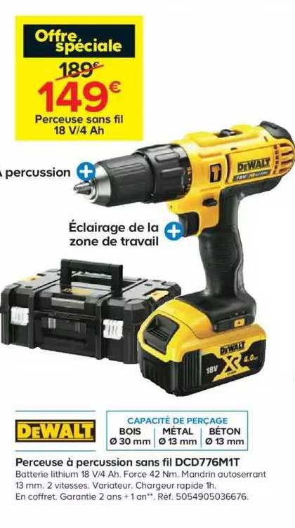 Perceuse à Percussion Sans Fil Dcd776m1t Dewalt