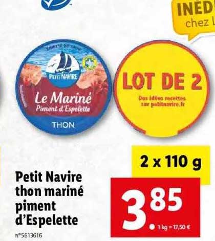 petit navire thon marinbe piment d'espelette
