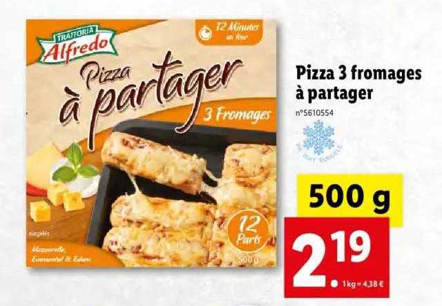 pizza 3 fromages a partager