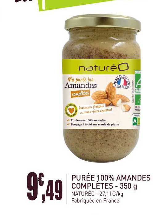 puree 100% amandes completes 350 g natureo