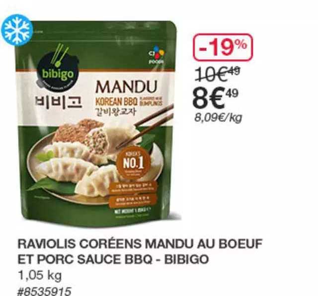 raviolis coréens mandu au bœuf et porc sauce bbq - bibigo