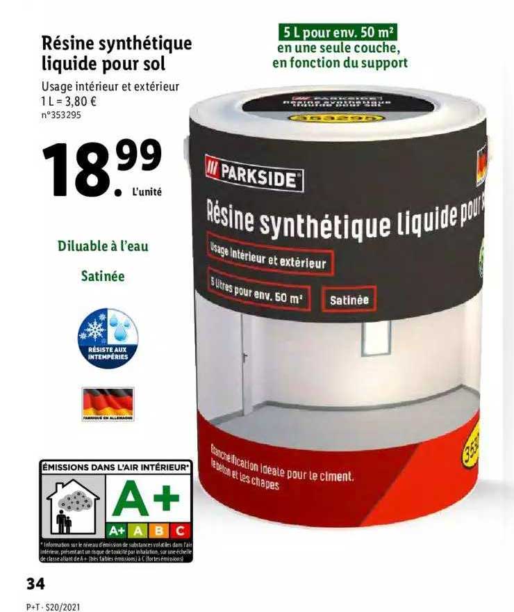 Résine Synthétique Liquide Pour Sol Parkside