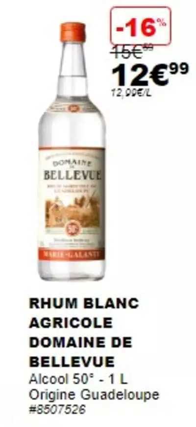 Rhum Blanc Agricole Domaine De Bellevue