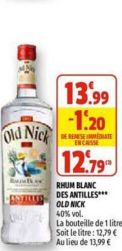 rhum blanc des antilles old nick