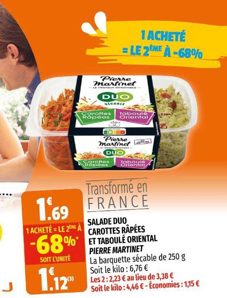 Salade Duo Carottes Râpées Et Taboulé Oriental Pierre Martinet 1 Acheté = Le 2ème à -68%