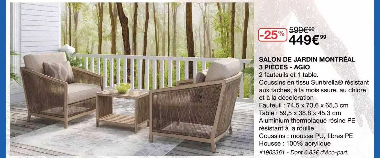 salon de jardin montréal 3 pièces - agio