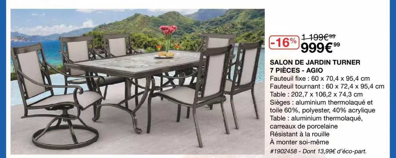salon de jardin turner 7 pièces - agio