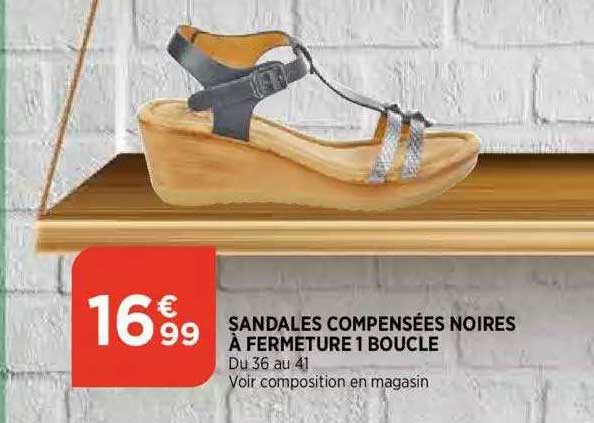 sandales compensees noires a fermeture 1 boucle