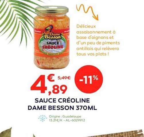 sauce creoline dame besson 370 ml