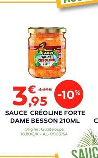 sauce creoline forte dame besson 210ml
