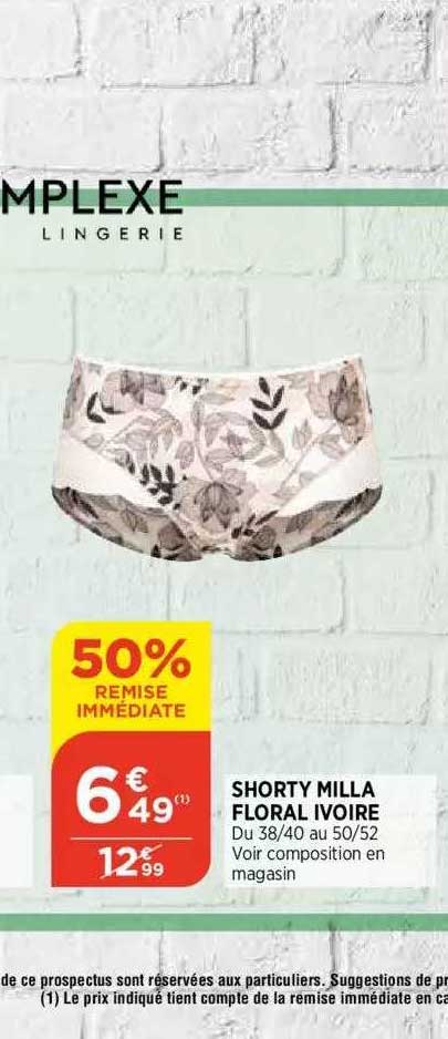 Shorty Milla Floral Ivoire