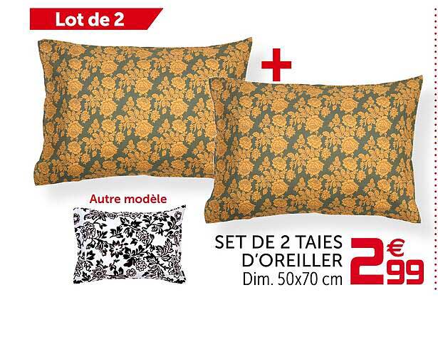 set de 2 taies d'oreiller