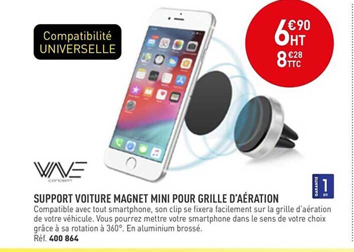 support voiture magnet mini pour grille d'aération wave