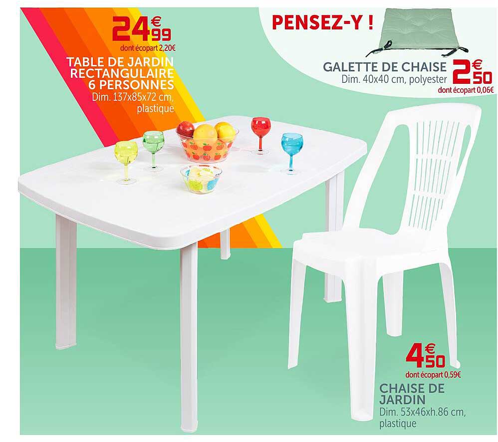 Table De Jardin Rectangulaire 6 Personnes Galette De Chaise Chaise De Jardin