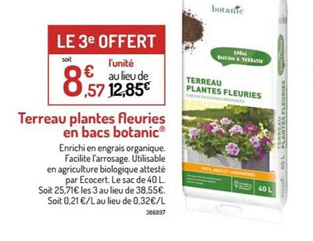 terreau plantes fleuries en bacs botanic
