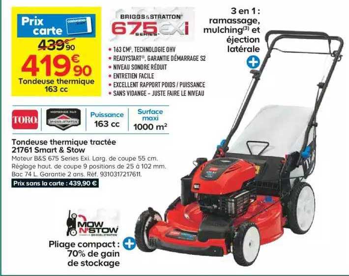 Tondeuse Thermique Tractée 21761 Smart & Stow