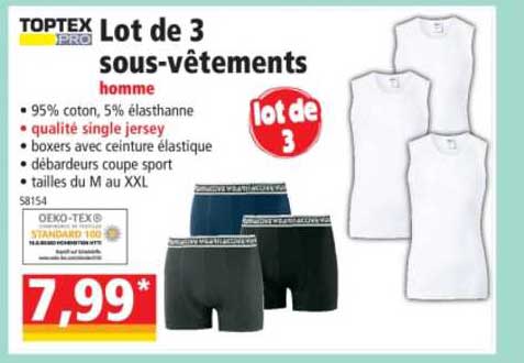 toptex pro lot de 3 sous-vêtements homme