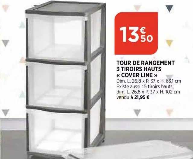 tour de rangement 3 tiroirs hauts cover line
