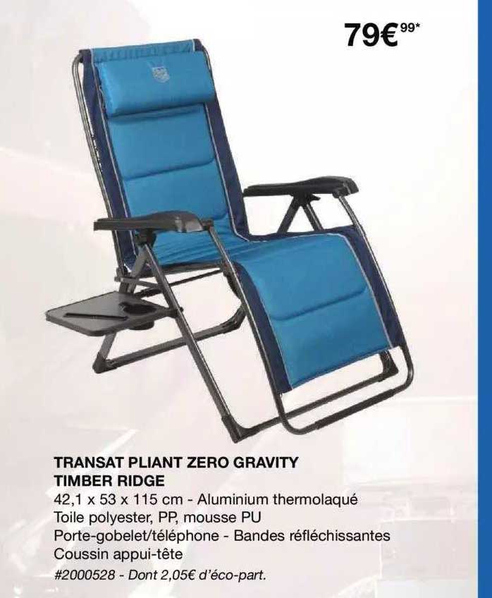 transat pliant zero gravity timber ridge