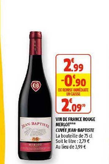 vin de france rouge merlot cuvée jean-baptiste