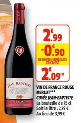 vin de france rouge merlot cuvée jean-baptiste